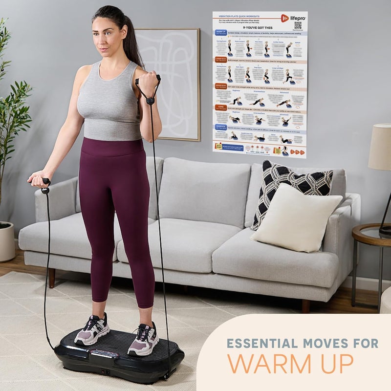 LifePro Whole Body Vibration Plate Workout Poster - Comprehensive Vibration Plate Exercise Machine Exercise Poster with Training Suggestions & Detailed Instructions in Convenient Workout Chart - Image 3